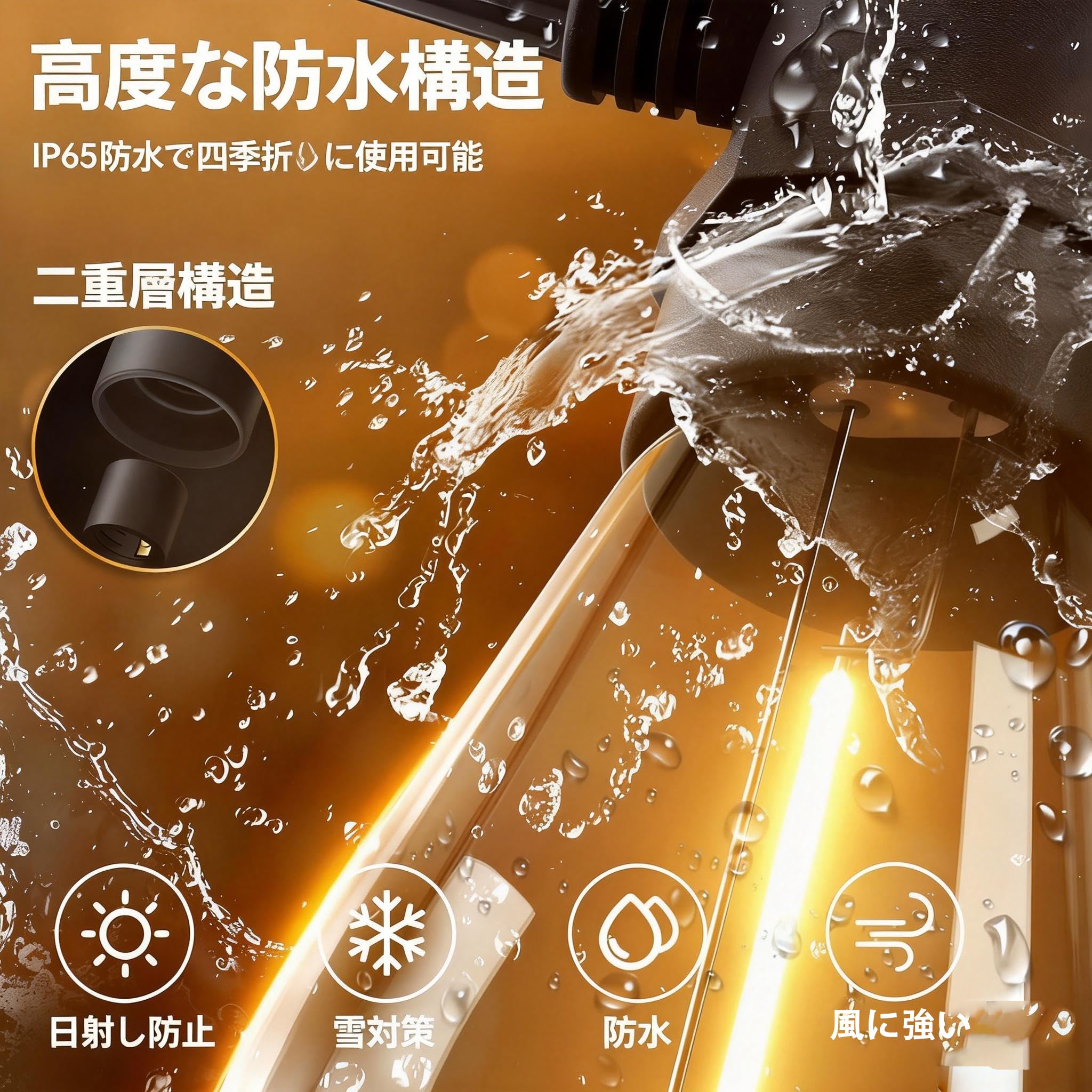 Amazon.co.jp: LEDストリングライト 防雨型 20m 30個+予備2個電球 S14